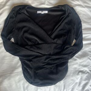small black lola grace shimmer long sleeve top, worn once🖤
